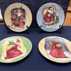 Royal Norfolk Christmas Decorative Holiday Plates 7.5” Set of 4